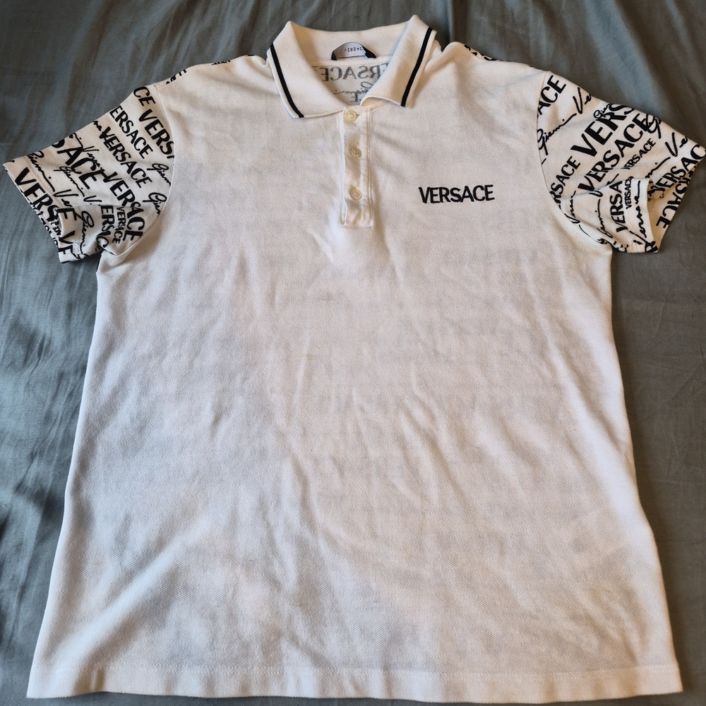 Versace White Polo with Black Accents